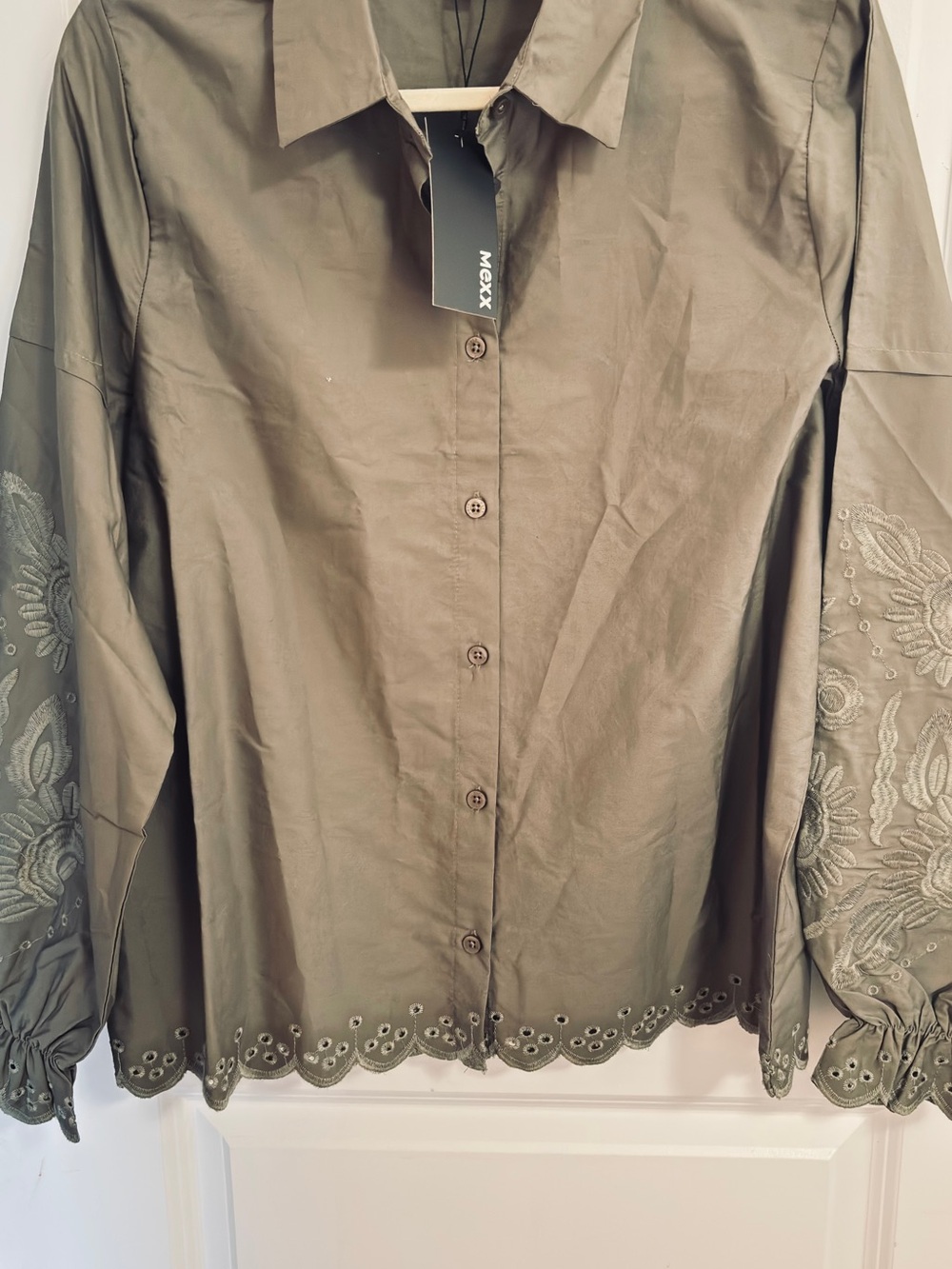 Mexx Olive Green Eyelet Hem Button-Down Shirt